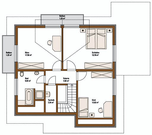 Fertighaus MH Bad Vilbel von Fertighaus WEISS Schlüsselfertig ab 358000€, Satteldach-Klassiker Grundriss 2