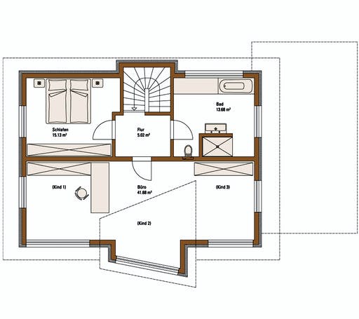 Fertighaus MH Erlangen von Fertighaus WEISS Schlüsselfertig ab 359000€, Satteldach-Klassiker Grundriss 2