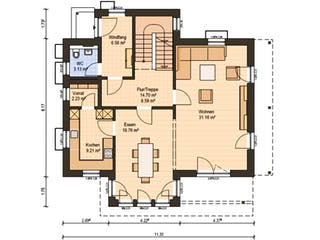 Fertighaus Haas MH Falkenberg 160 von Haas Fertigbau Schlüsselfertig ab 337000€, Satteldach-Klassiker Grundriss 1
