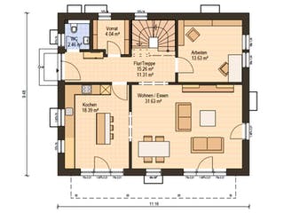 Fertighaus Haas MH Falkenberg 168 von Haas Fertigbau Schlüsselfertig ab 357000€, Pultdachhaus Grundriss 1