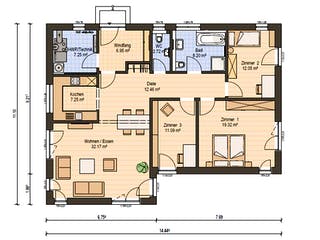 Fertighaus Haas MH Falkenberg B 120 von Haas Fertigbau Schlüsselfertig ab 322000€, Bungalow Grundriss 1