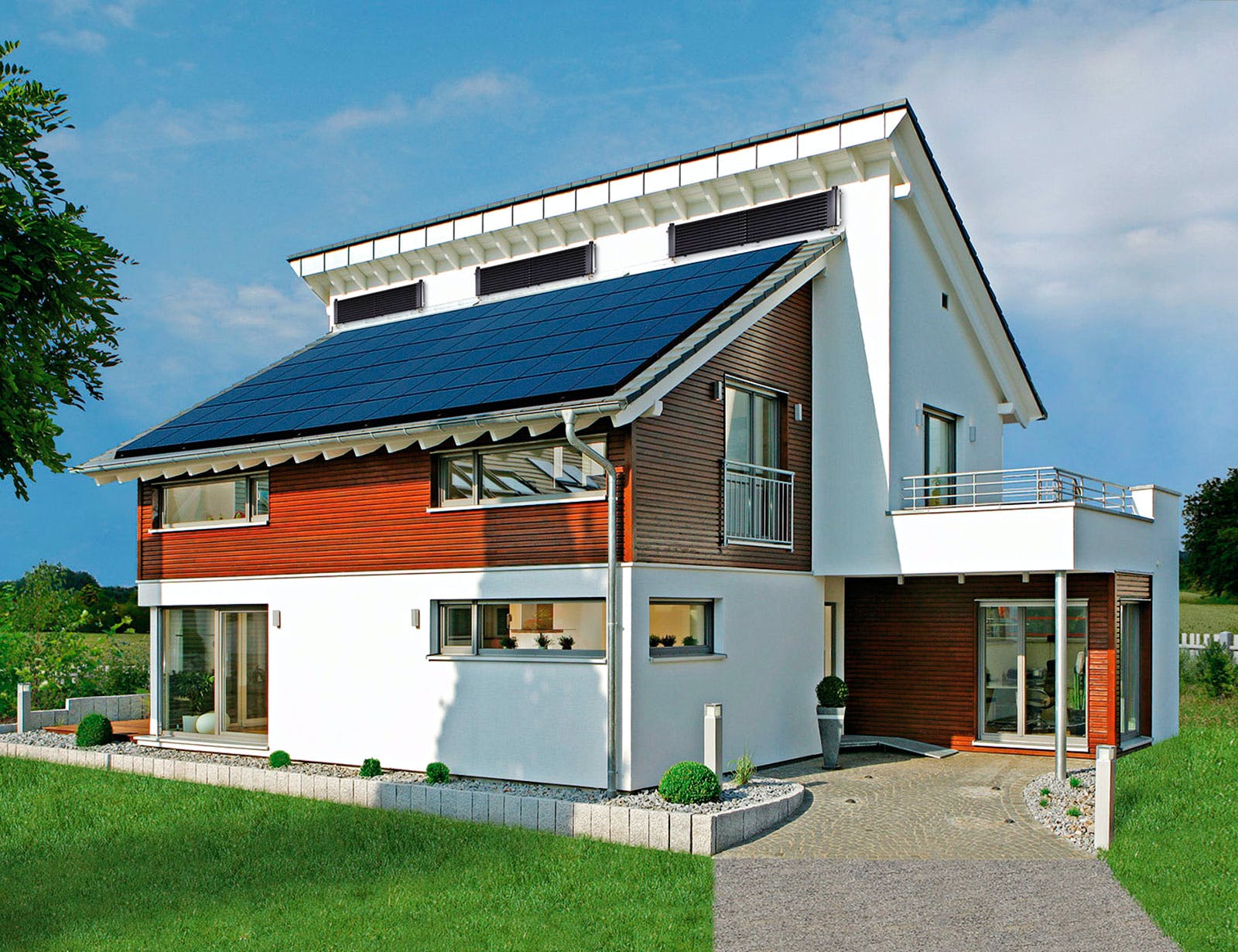 Fertighaus MH EMOTION von Fertighaus WEISS Schlüsselfertig ab 462026€, Pultdachhaus Außenansicht 1