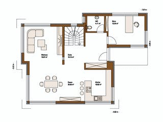 Fertighaus MH EMOTION von Fertighaus WEISS Schlüsselfertig ab 500438€, Pultdachhaus Grundriss 1