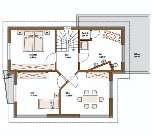 Fertighaus MH EMOTION von Fertighaus WEISS Schlüsselfertig ab 422000€, Pultdachhaus Grundriss 2