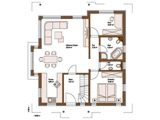 Fertighaus Musterhaus FAMILY CLASSIC von Fertighaus WEISS Schlüsselfertig ab 236000€, Satteldach-Klassiker Grundriss 1