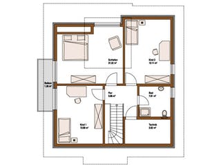 Fertighaus Musterhaus FAMILY CLASSIC von Fertighaus WEISS Schlüsselfertig ab 236000€, Satteldach-Klassiker Grundriss 2