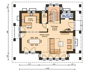 Fertighaus Haas MH Hirschaid 151 von Haas Fertigbau Schlüsselfertig ab 346000€, Satteldach-Klassiker Grundriss 1