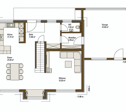 Fertighaus MH LIFE von Fertighaus WEISS Schlüsselfertig ab 357000€, Satteldach-Klassiker Grundriss 1