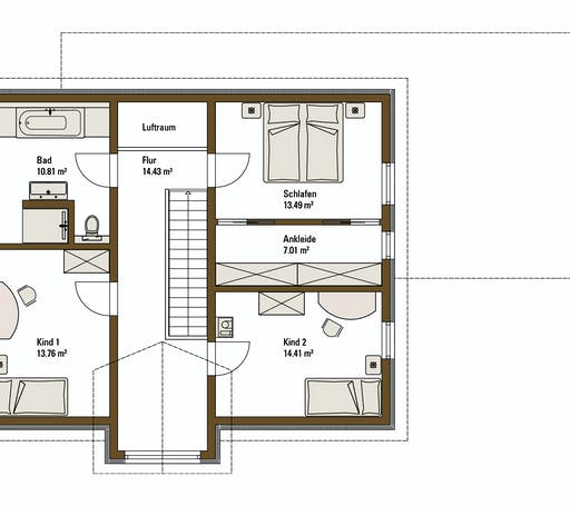 Fertighaus MH LIFE von Fertighaus WEISS Schlüsselfertig ab 357000€, Satteldach-Klassiker Grundriss 2