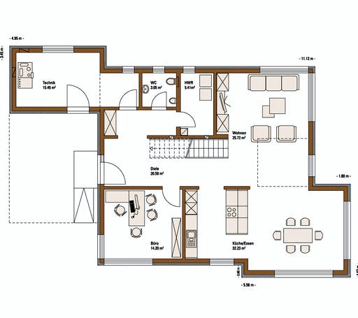 Fertighaus MH FUTURE Mannheim von Fertighaus WEISS Schlüsselfertig ab 416000€, Satteldach-Klassiker Grundriss 1