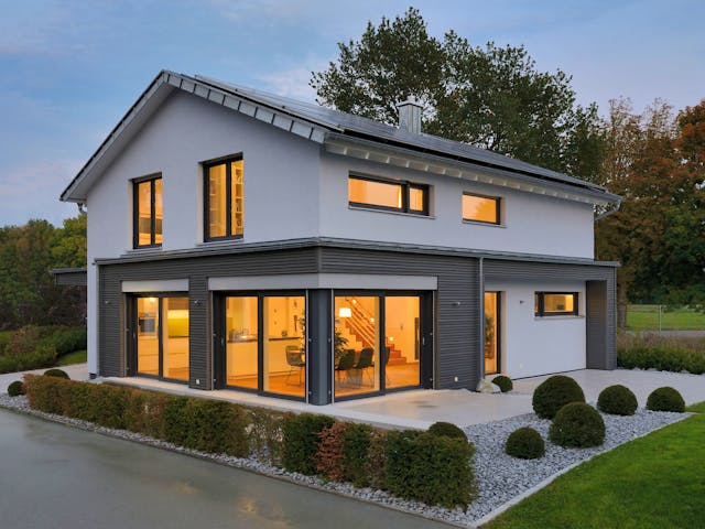 Fertighaus MH Ulm von Fertighaus WEISS Schlüsselfertig ab 520403€, Satteldach-Klassiker Außenansicht 1 Fertighaus MH Ulm von Fertighaus WEISS Schlüsselfertig ab 520403€, Satteldach-Klassiker Außenansicht 1