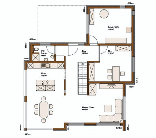 Fertighaus MH Ulm von Fertighaus WEISS Schlüsselfertig ab 434000€, Satteldach-Klassiker Grundriss 1