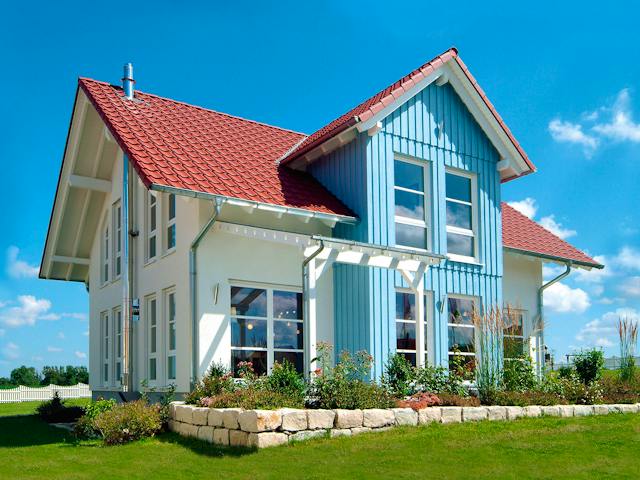 Fertighaus MH VISION von Fertighaus WEISS Schlüsselfertig ab 413391€, Satteldach-Klassiker Außenansicht 1