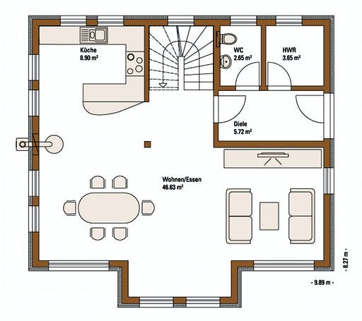 Fertighaus MH VISION von Fertighaus WEISS Schlüsselfertig ab 341000€, Satteldach-Klassiker Grundriss 1