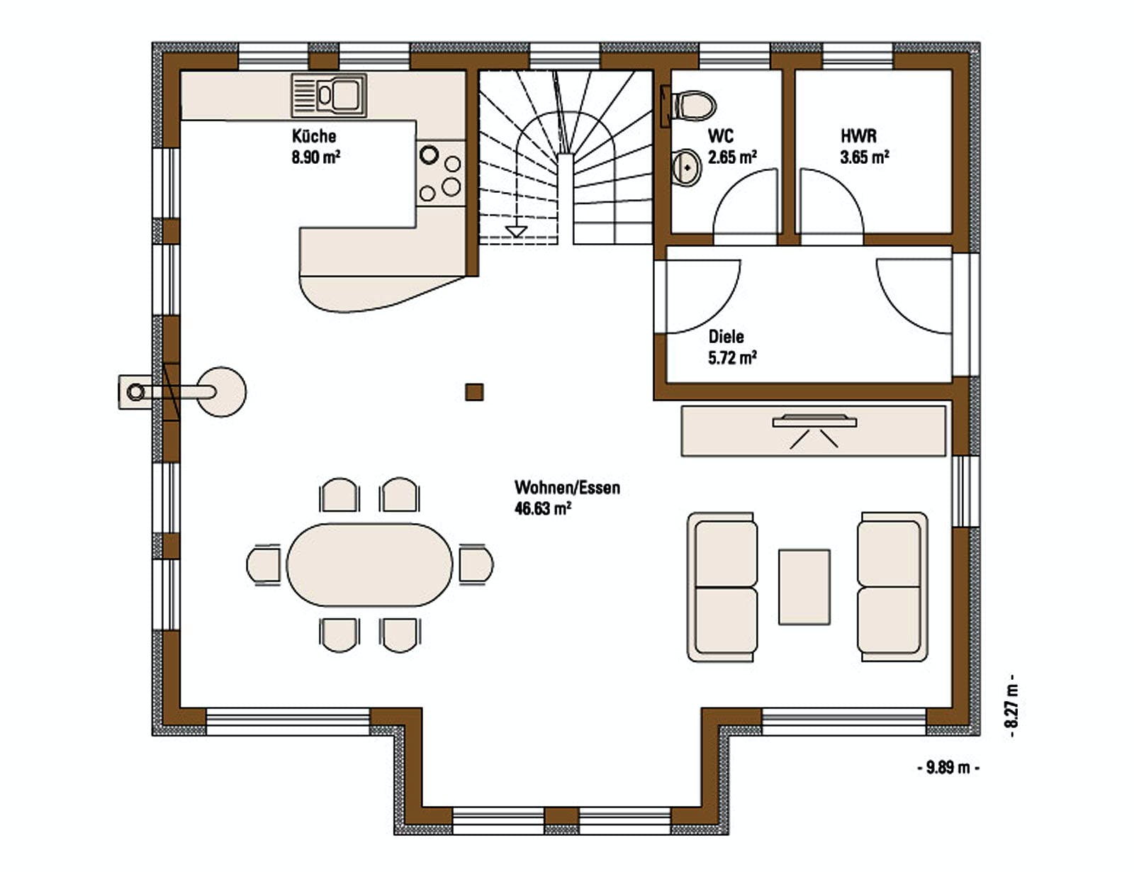 Fertighaus MH VISION von Fertighaus WEISS Schlüsselfertig ab 341000€, Satteldach-Klassiker Grundriss 1