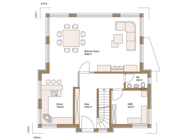 Fertighaus MH Villingen-Schwenningen von Fertighaus WEISS Schlüsselfertig ab 438422€, Pultdachhaus Grundriss 1