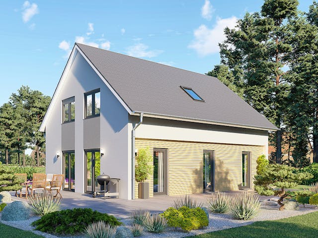 Massivhaus Milano von MHW Haas Wohnbau, Satteldach-Klassiker Außenansicht 1 Massivhaus Milano von MHW Haas Wohnbau, Satteldach-Klassiker Außenansicht 1