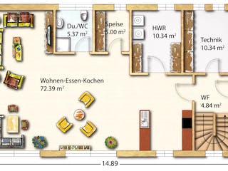 Fertighaus Michel von Holzhaus Rosskopf Schlüsselfertig ab 599000€, Cubushaus Grundriss 1