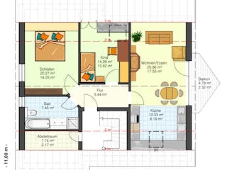 Fertighaus Miranda 198 von Klaus Kowalski Immobilien Schlüsselfertig ab 243297€, Satteldach-Klassiker Grundriss 1