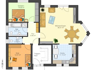 Fertighaus Miranda 198 von Klaus Kowalski Immobilien Schlüsselfertig ab 243297€, Satteldach-Klassiker Grundriss 2
