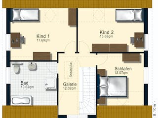 Fertighaus Modell 1.140 von Elbe-Haus, Satteldach-Klassiker Grundriss 1