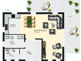 Fertighaus Modell 1.140 von Elbe-Haus, Satteldach-Klassiker Grundriss 2