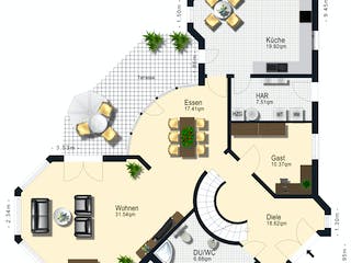 Fertighaus Modell 1.218 von Elbe-Haus, Stadtvilla Grundriss 2