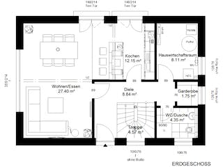 Fertighaus losleben haus nr.1 von wir leben haus Schlüsselfertig ab 196336€, Satteldach-Klassiker Grundriss 2
