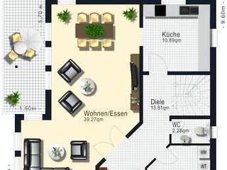 Fertighaus Modell 6.140 von Elbe-Haus, Stadtvilla Grundriss 1
