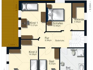 Fertighaus Modell 6.140 von Elbe-Haus, Stadtvilla Grundriss 2