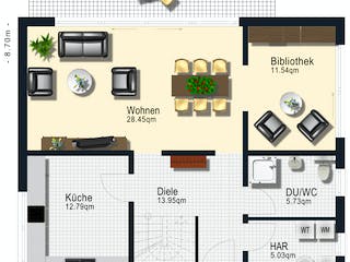 Fertighaus Modell 6.151 von Elbe-Haus, Cubushaus Grundriss 1
