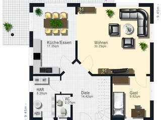 Fertighaus Modell 6.170 von Elbe-Haus, Stadtvilla Grundriss 1