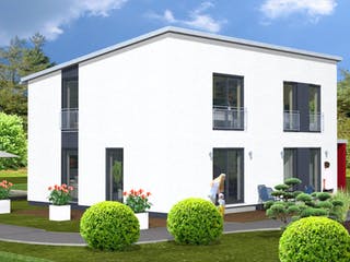 Fertighaus losleben haus nr.5 von wir leben haus Schlüsselfertig ab 232992€, Pultdachhaus Außenansicht 1