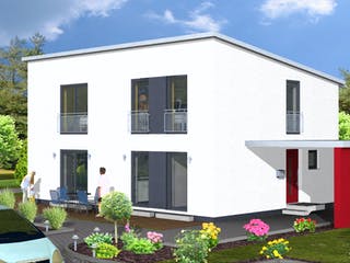 Fertighaus losleben haus nr.5 von wir leben haus Schlüsselfertig ab 232992€, Pultdachhaus Außenansicht 2