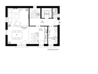 Fertighaus losleben haus nr.5 von wir leben haus Schlüsselfertig ab 232992€, Pultdachhaus Grundriss 1