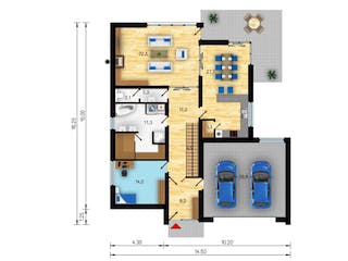 Massivhaus Pultdachhaus Modern von CMF Creativ Massiv Flexibel HAUSBAU Schlüsselfertig ab 340000€, Pultdachhaus Grundriss 1