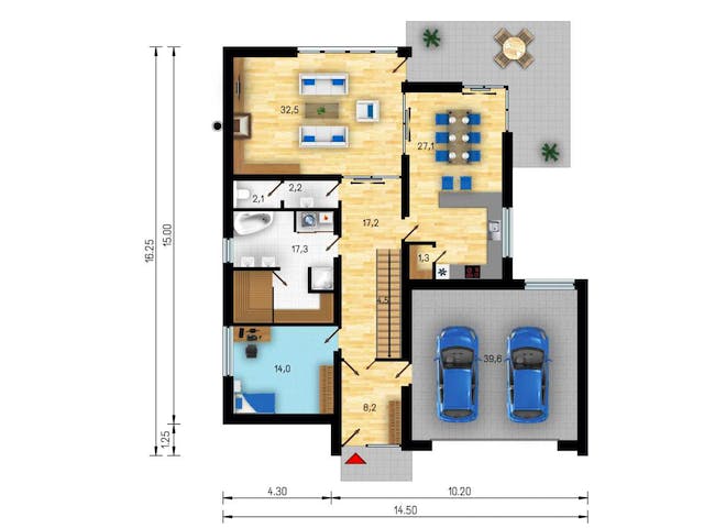 Massivhaus Pultdachhaus Modern von CMF Creativ Massiv Flexibel HAUSBAU Schlüsselfertig ab 340000€, Pultdachhaus Grundriss 1
