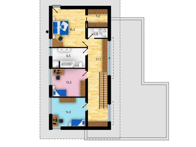 Massivhaus Pultdachhaus Modern von CMF Creativ Massiv Flexibel HAUSBAU Schlüsselfertig ab 340000€, Pultdachhaus Grundriss 2