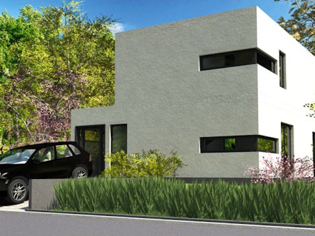 Massivhaus Modern Times von Wagener Systemhausbau Schlüsselfertig ab 190000€, Cubushaus Außenansicht 1