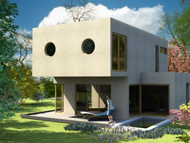 Massivhaus Modern Times von Wagener Systemhausbau Schlüsselfertig ab 190000€, Cubushaus Außenansicht 2