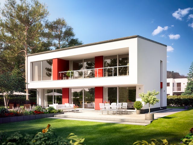 Massivhaus Modern 4000.2 von Deutsche Bauwelten Schlüsselfertig ab 440426€, Pultdachhaus Außenansicht 1