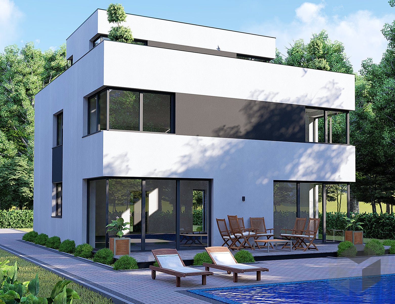 Einfamilienhaus Modernes Bauhaus mit Dachterrasse von Modern Immo