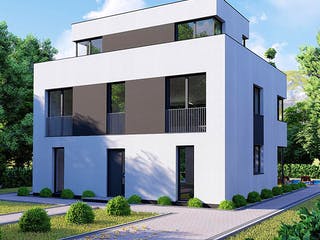 Massivhaus Modernes Bauhaus mit Dachterrasse von Modern Immo, Cubushaus Außenansicht 3