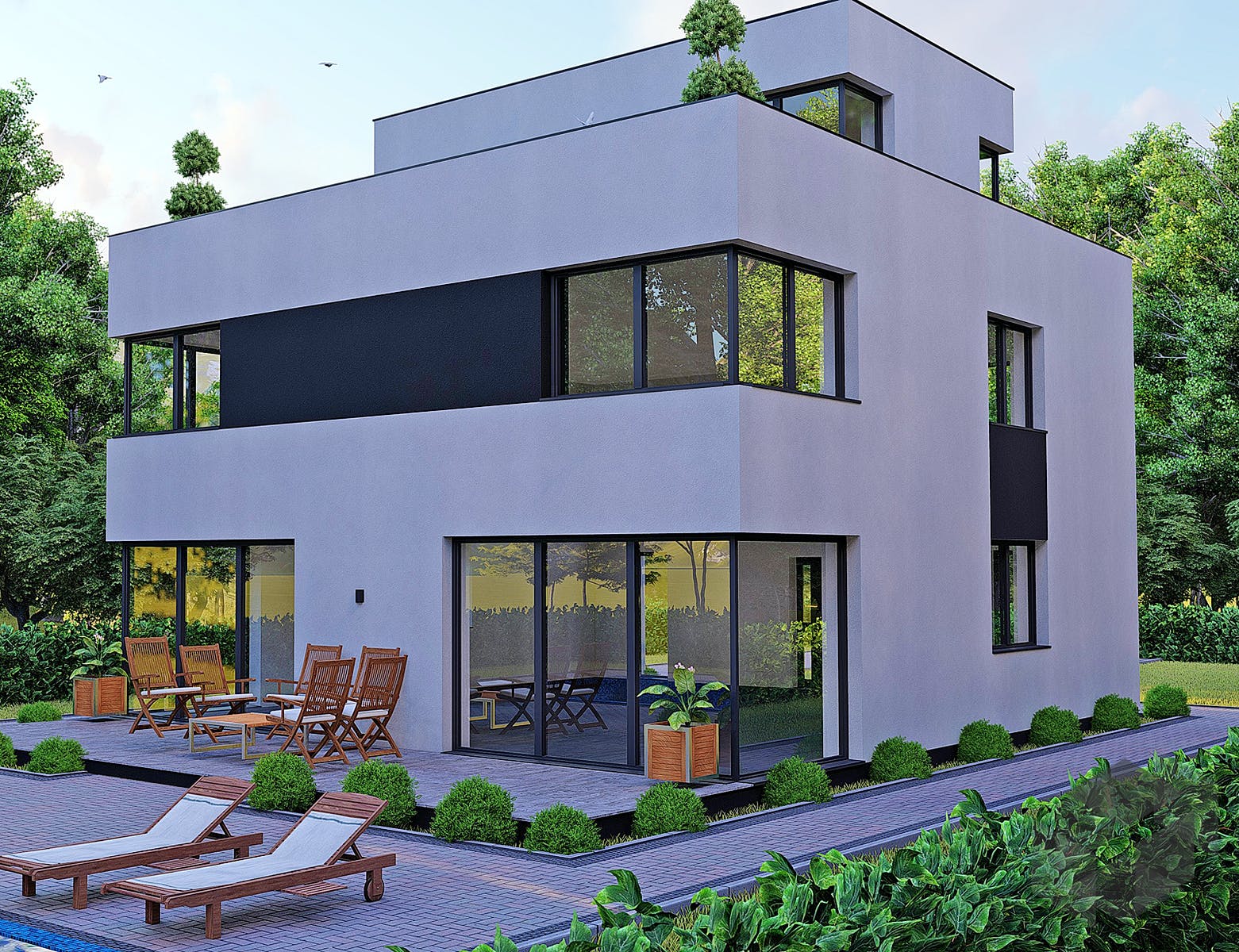 Einfamilienhaus Modernes Bauhaus mit Dachterrasse von Modern Immo