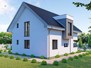 Massivhaus Modern Home von Modern Immo, Satteldach-Klassiker Außenansicht 3
