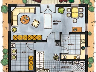Massivhaus Montenero von VARIANT-HAUS Bausatzhaus ab 41217€, Satteldach-Klassiker Grundriss 1