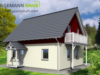 Fertighaus Moone von Hagemann Haus Schlüsselfertig ab 137800€, Satteldach-Klassiker Außenansicht 2