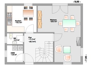 Fertighaus Moone von Hagemann Haus Schlüsselfertig ab 137800€, Satteldach-Klassiker Grundriss 2