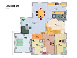 Fertighaus Mozart von v. Perbandt Holzbau Schlüsselfertig ab 345175€, Stadtvilla Grundriss 1