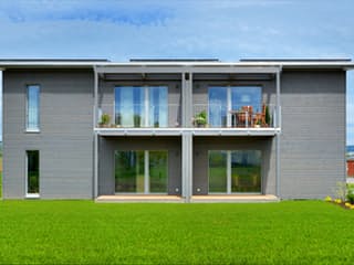 Fertighaus Münch - Kundenhaus von Bau-Fritz Schlüsselfertig ab 870000€, Pultdachhaus Außenansicht 8